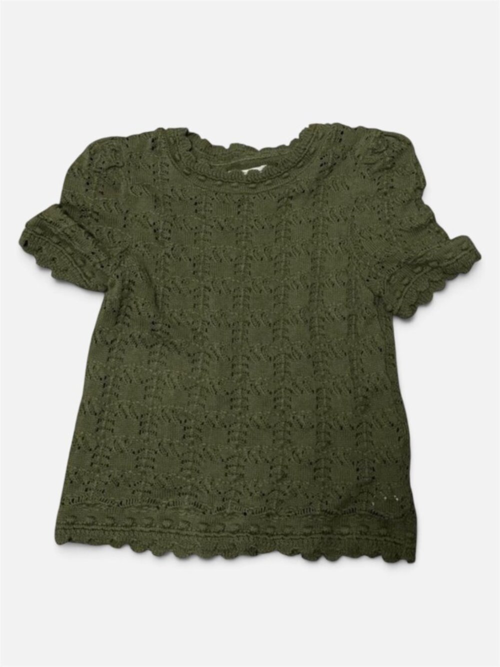 Anthropologie Olive Green Knit Short-Sleeve Women's Top